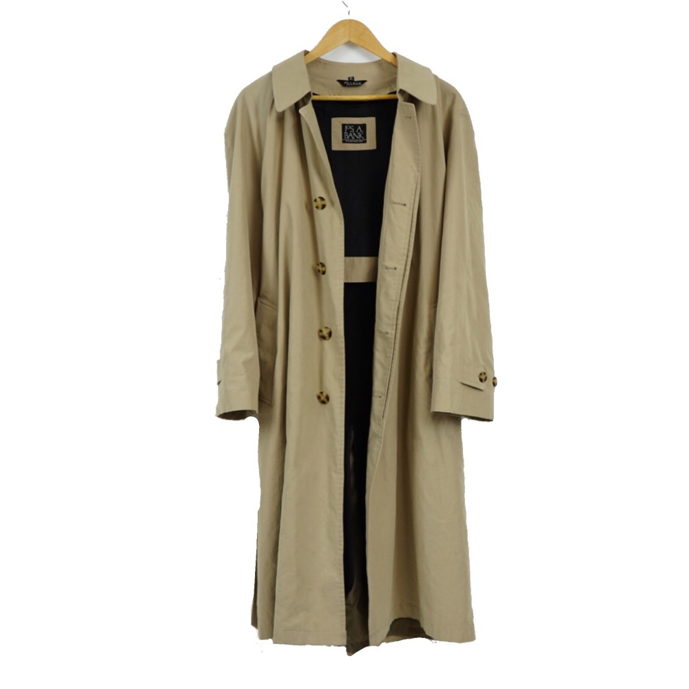 Men’s tan, camel colored trench coat, overcoat